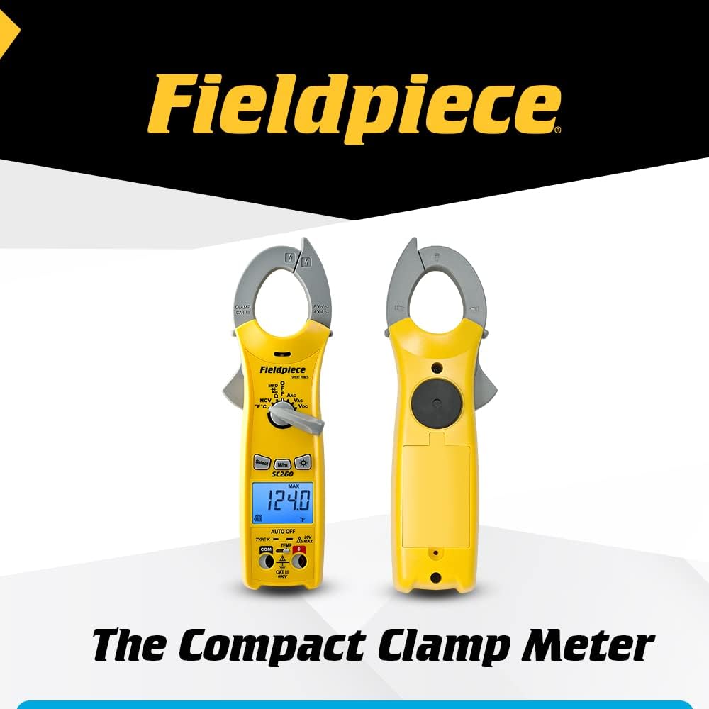 Fieldpiece Compact HVACR Clamp Multimeter SC260 – True RMS Clamp Meter with Temperature, Capacitance & Backlight | True RMS Multimeter with Temperature, Capacitance and Backlight - Image 6