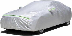 Favoto Sedan Car Cover Waterproof All Weather 6 Layers Heavy Duty Car Cover for Automobiles Sun Snow UV Protection with Inner Cotton Car Cover Outdoor Universal Fit for Sedan (185-193 inch) Silver